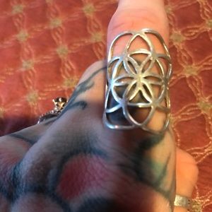 Sterling silver flower of life ring
